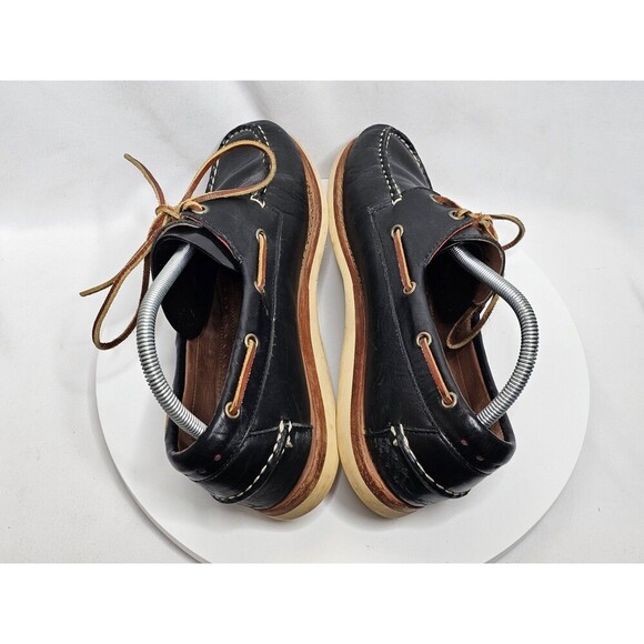 Allen Edmonds Mens Black Westbrook Leather 2 Eyelet Loafer Boat Shoes Sz 9 Wide - Picture 7 of 8